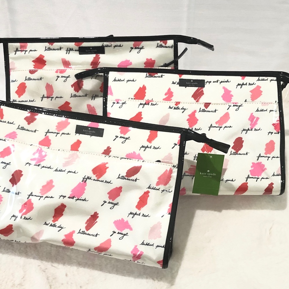 🆕⬇️kate spade Bundle  3 large heddy cosmetic bags